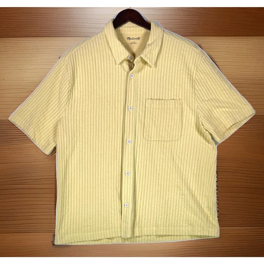 Madewell Women's Yellow Chamomile ButtonUp Short Sleeve Wide Seersucker Medium